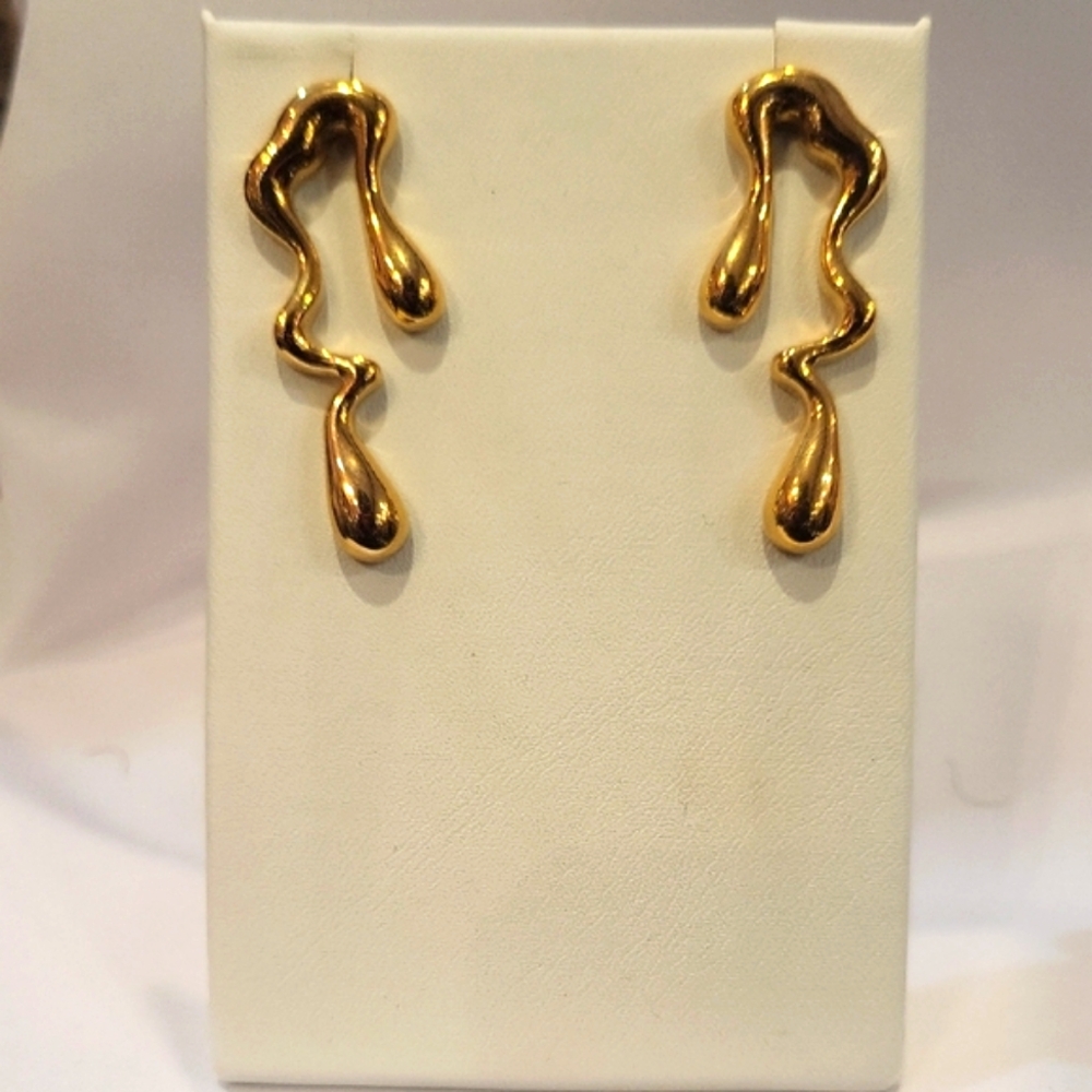 Gold Abstract Teardrop Earrings